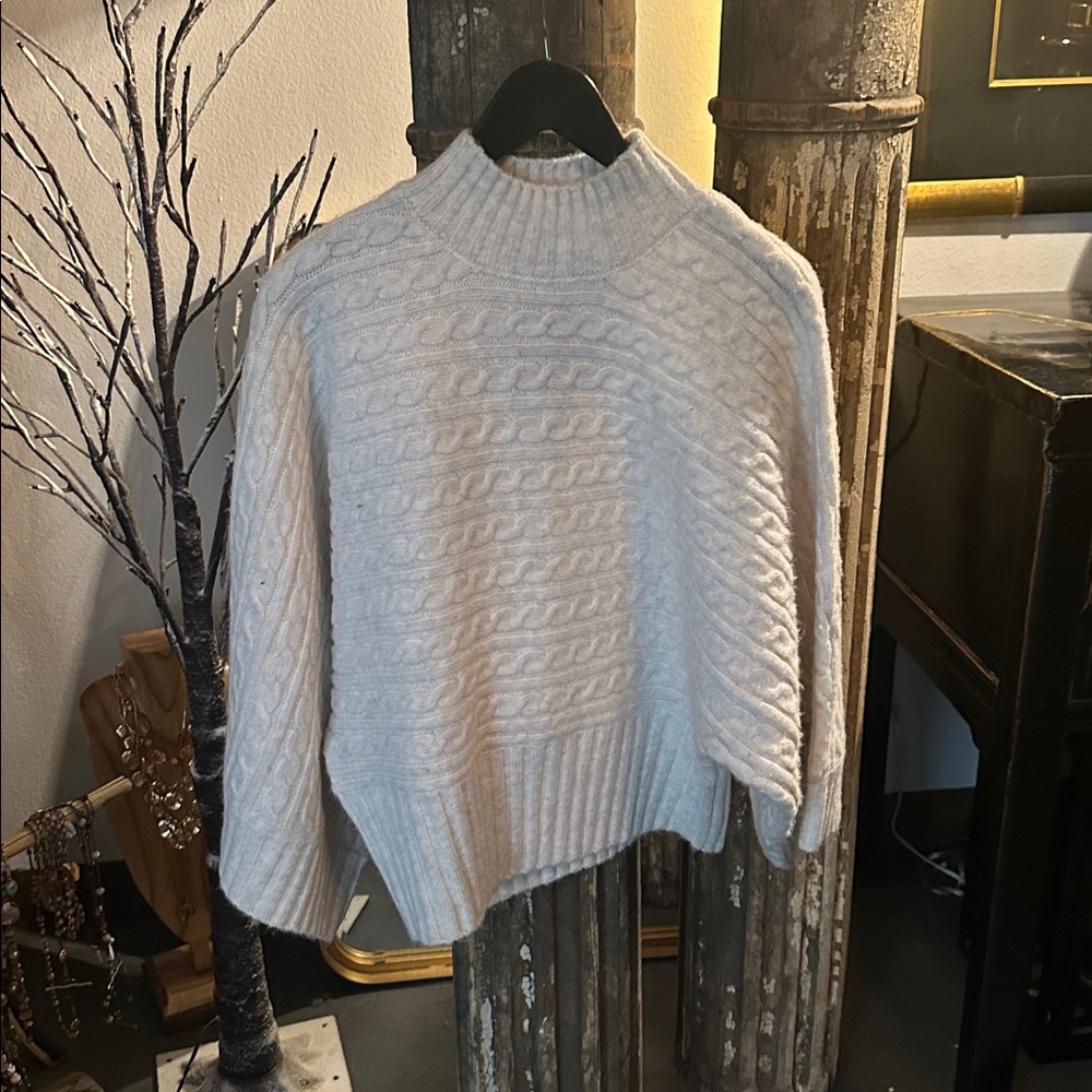 Marc New York Cream Cable Knit Turtleneck Sweater